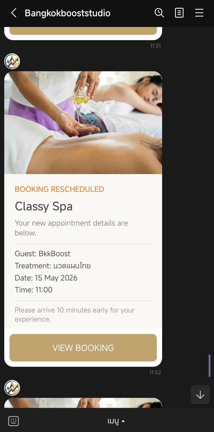 BkkBoost automated LINE messages — confirmations, reminders, and follow-ups for Thai service businesses