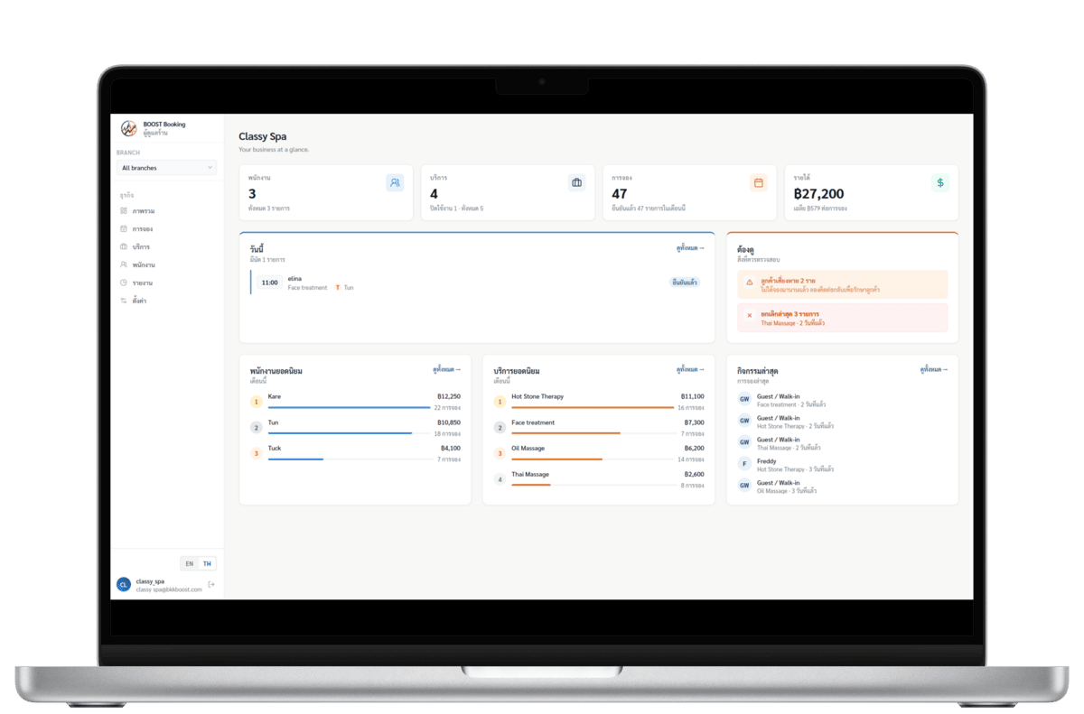 BOOST Booking System — admin panel dashboard