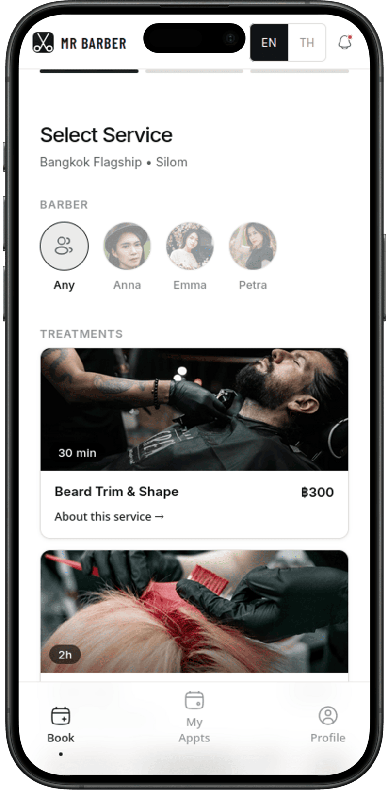 Mr Barber booking interface