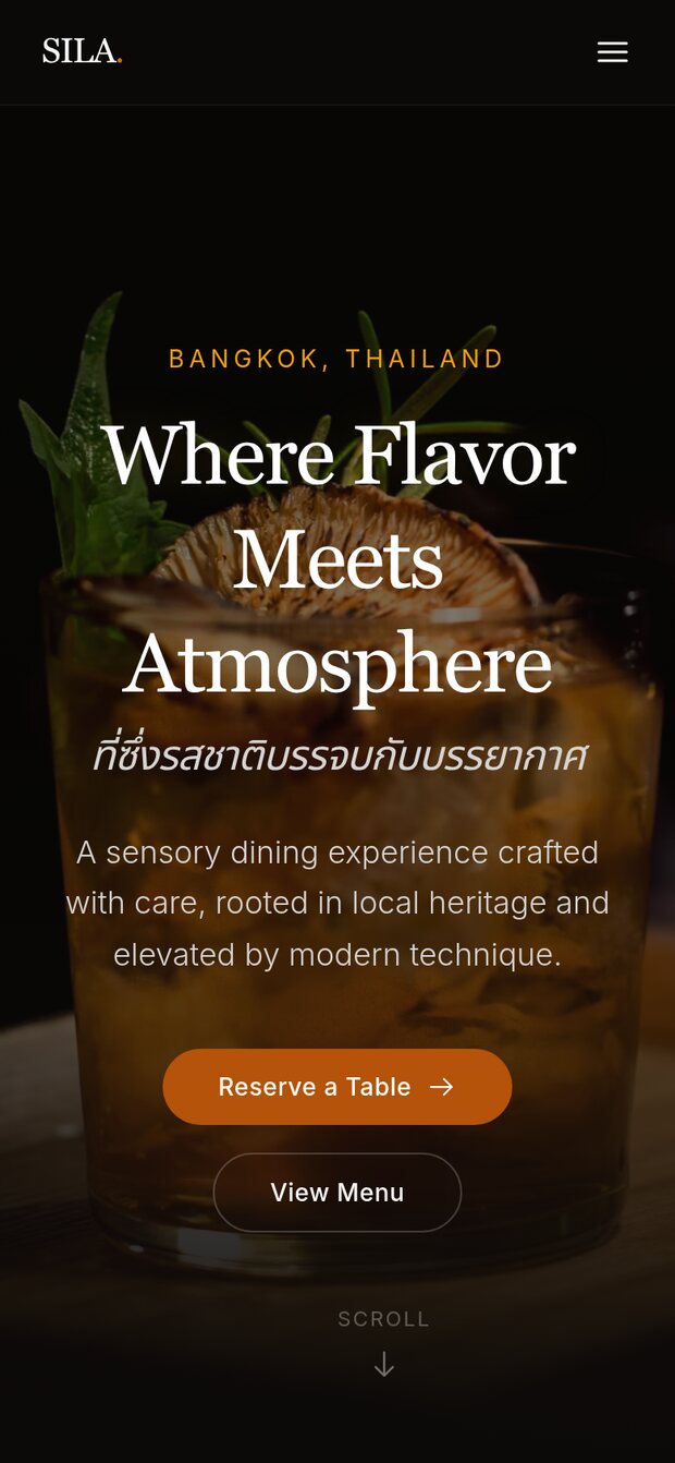 A BkkBoost restaurant website on a phone